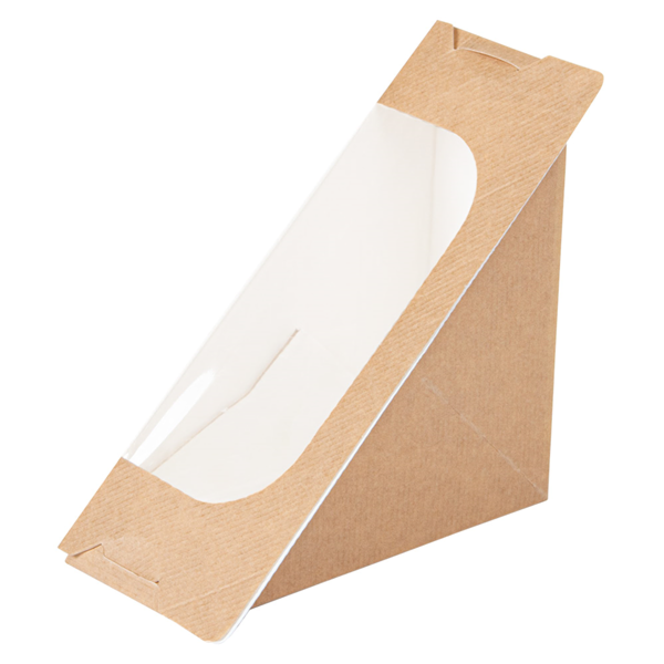 Garcia De Pou CAJAS SÁNDWICH TRIANGULAR + VENTANA AUTOADHESIVO 'THEPACK' 220 G/M2 + OPP 12 4x12 4x5 5 CM NATURAL CARTÓN ONDULADO NANO-MICRO (500 UNID.)