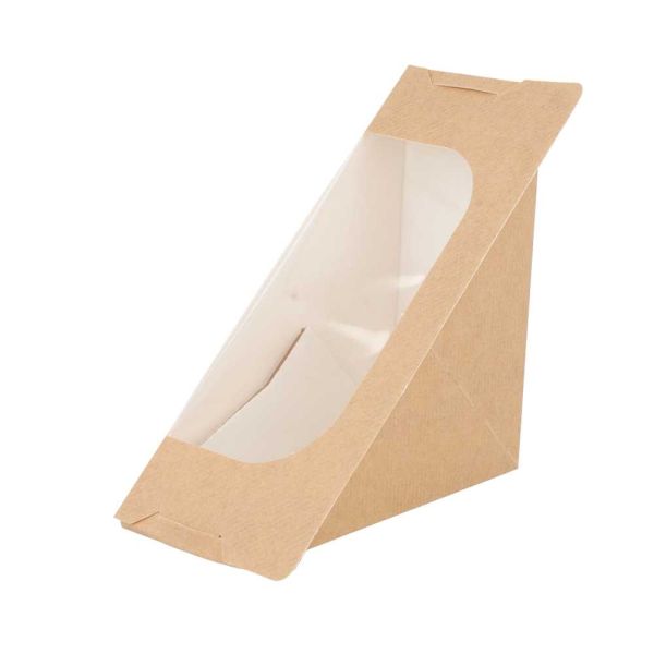 Garcia de pou CAJAS SÁNDWICH TRIANGULAR + VENTANA AUTOADHESIVO 'THEPACK' 220 G/M2 + OPP 12 4x12 4x5 5 CM NATURAL CARTÓN ONDULADO NANO-MICRO (500 UNID.)