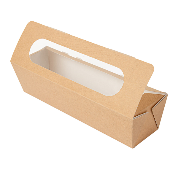 Garcia De Pou CAJAS SÁNDWICHES CON VENTANA - BAGUETTE 'THEPACK' 220 G/M2 + OPP 27 5x8x6 2 CM NATURAL CARTÓN ONDULADO NANO-MICRO (200 UNID.)