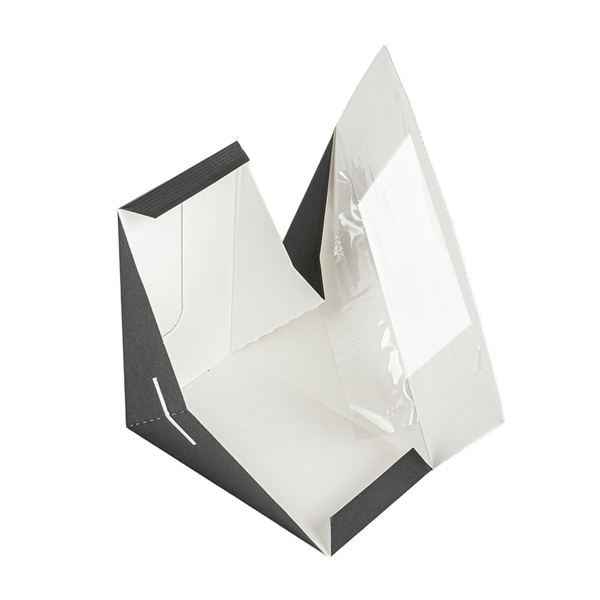 Garcia De Pou CAJAS SÁNDWICHES CON VENTANA - DOBLE 'THEPACK' 230 G/M2 + OPP 12 4x12 4x7 5 CM NEGRO CARTÓN ONDULADO NANO-MICRO (500 UNID.)