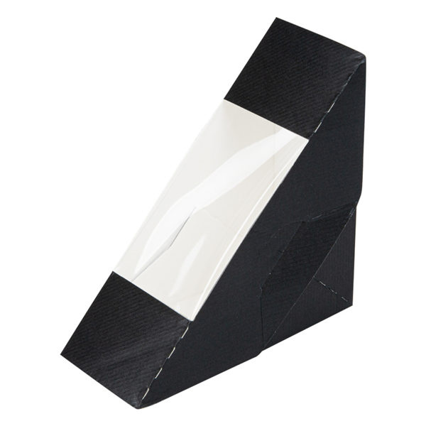 Garcia De Pou CAJAS SÁNDWICHES CON VENTANA - SIMPLE 'THEPACK' 230 G/M2 + OPP 12 4x12 4x5 5 CM NEGRO CARTÓN ONDULADO NANO-MICRO (500 UNID.)