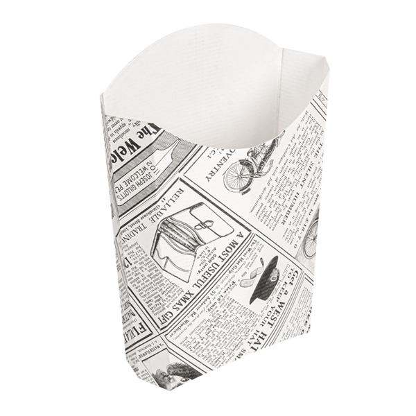 Garcia de pou CAJETILLAS FRITAS JUMBO 'THEPACK TIMES' 165 G 230 G/M2 13 5x8 5x16 CM BLANCO CARTÓN ONDULADO NANO-MICRO (1200 UNID.)