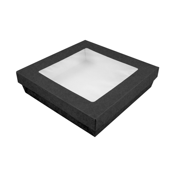 Garcia de pou CAJITAS+TAPAS CON VENTANA 1000 ML 290 + 15 PE G/M2 18 5x18 5x4 CM NEGRO CARTONCILLO (200 UNID.)