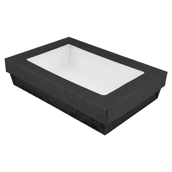 Garcia de pou CAJITAS+TAPAS CON VENTANA 1300 ML 290 + 15 PE G/M2 21x14x5 CM NEGRO CARTONCILLO (200 UNID.)