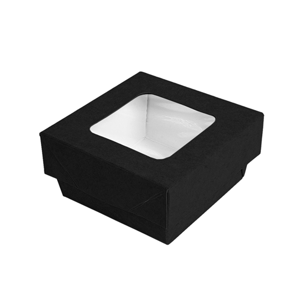 Garcia de pou CAJITAS+TAPAS CON VENTANA 200 ML - 6 6 oz 270 + 15 PE G/M2 7x7x4 CM NEGRO CARTONCILLO (250 UNID.)
