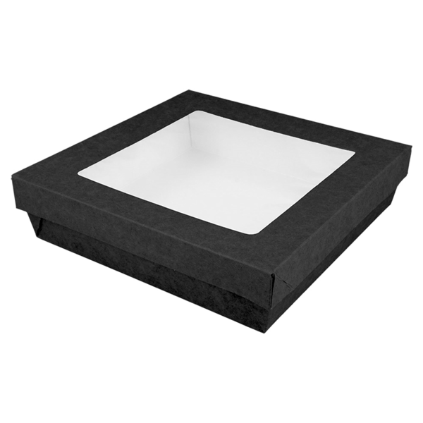 Garcia de pou CAJITAS+TAPAS CON VENTANA 'THEPACK' 1000 ML 250 G/M2 +12PP +OPP 18 5x18 5x4 CM NEGRO CARTÓN ONDULADO NANO-MICRO (200 UNID.)