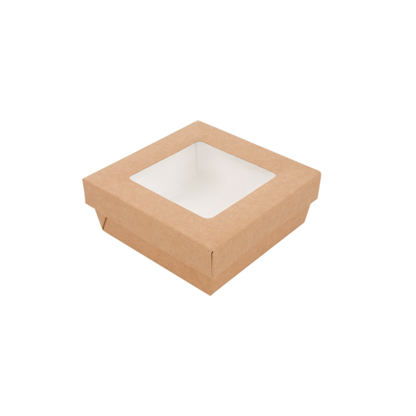 Garcia de pou CAJITAS+TAPAS CON VENTANA 'THEPACK' 500 ML 220 G/M2 +12PP +OPP 12x12x5 CM NATURAL CARTÓN ONDULADO NANO-MICRO (250 UNID.)