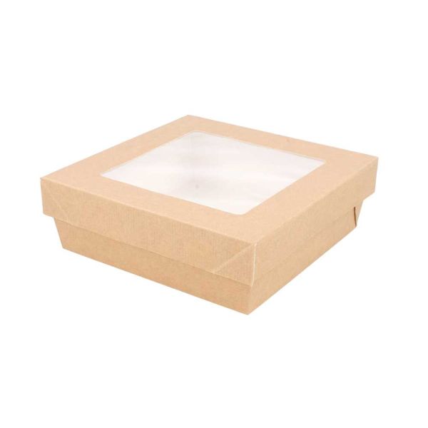 Garcia de pou CAJITAS+TAPAS CON VENTANA 'THEPACK' 750 ML 220 G/M2 +12PP +OPP 14x14x5 CM NATURAL CARTÓN ONDULADO NANO-MICRO (250 UNID.)
