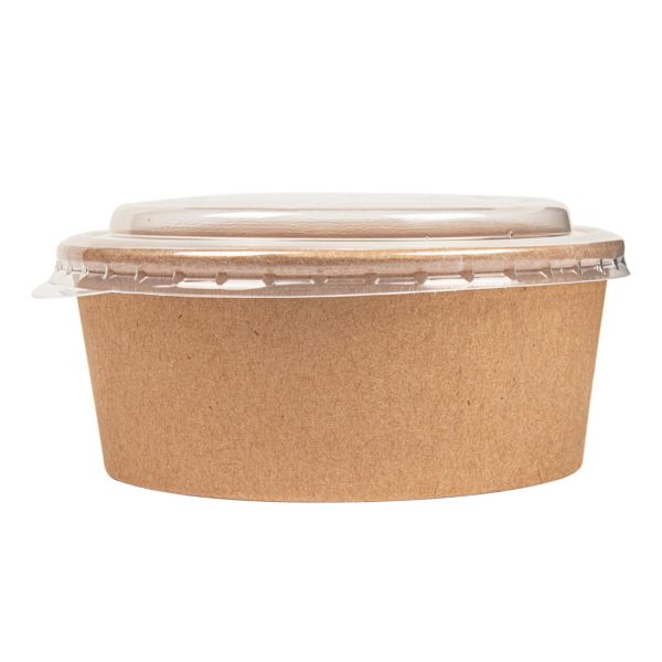 Garcia De Pou COMBO ENSALADERAS + TAPAS PET 750 ML - 25 Oz 300 + 18 PE G/M2 Ø15/12 8x6 CM NATURAL KRAFT (200 UNID.)