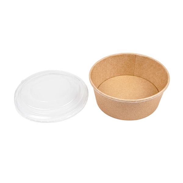 Garcia De Pou COMBO ENSALADERAS + TAPAS PET 750 ML - 25 Oz 300 + 18 PE G/M2 Ø15/12 8x6 CM NATURAL KRAFT (200 UNID.)