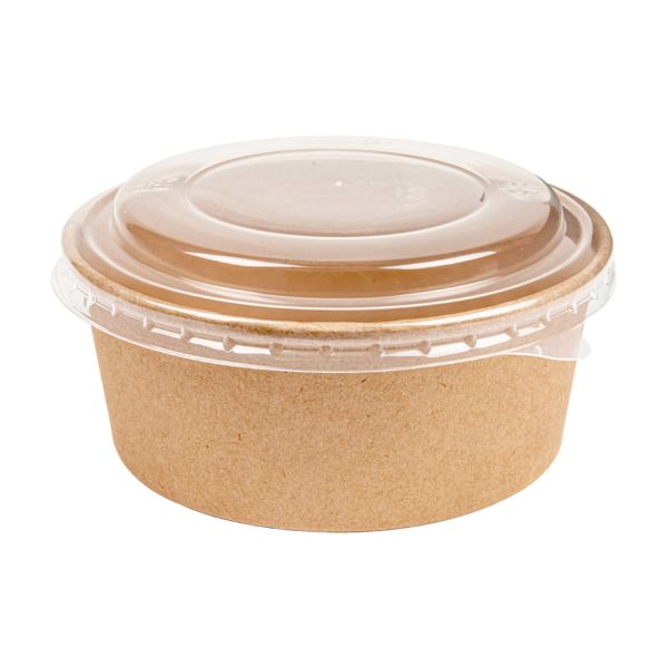 Garcia de pou COMBO ENSALADERAS + TAPAS PET 750 ML - 25 oz 300 + 18 PE G/M2 Ø15/12 8x6 CM NATURAL KRAFT (200 UNID.)