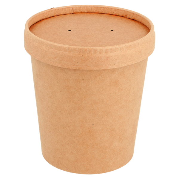 Garcia De Pou COMBO TARRINAS + TAPAS 480 ML - 16 Oz 340 + 18 PE G/M2 Ø 9 7/7 5x10 CM NATURAL KRAFT (250 UNID.)