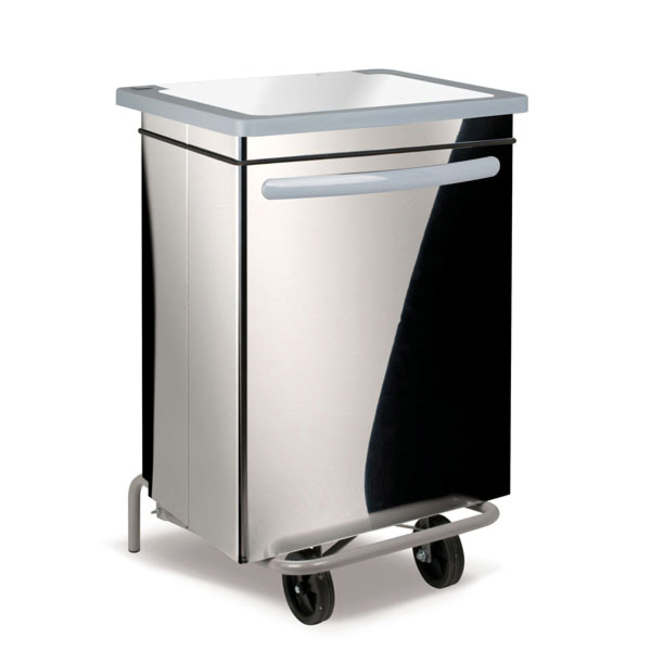 Garcia de pou CONTENEDOR MÓVIL CON PEDAL 70 L 47x42x73 CM PLATEADO INOX (1 UNID.)