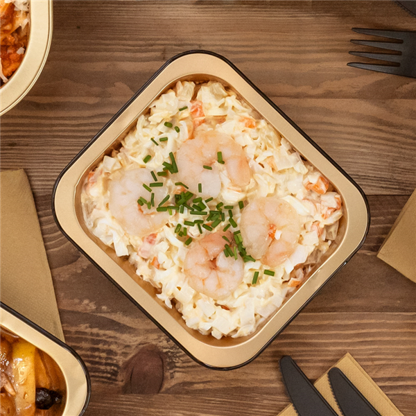 Garcia De Pou CONTENEDORES LACADOS 515 ML 14 2x12 6x4 5 CM NEGRO/ORO ALUMINIO (50 UNID.)