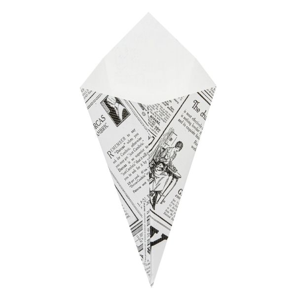 Garcia De Pou CUCURUCHOS FRITAS 'THEPACK TIMES' 100 G 230 G/M2 12 8x21 7 CM BLANCO CARTÓN ONDULADO NANO-MICRO (1600 UNID.)