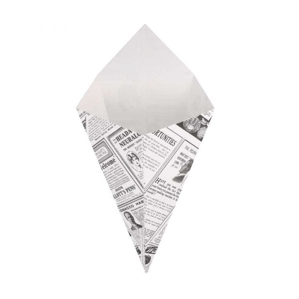 Garcia de pou CUCURUCHOS FRITAS 'THEPACK TIMES' 250 G 230 G/M2 15 7x26 8 CM BLANCO CARTÓN ONDULADO NANO-MICRO (1200 UNID.)