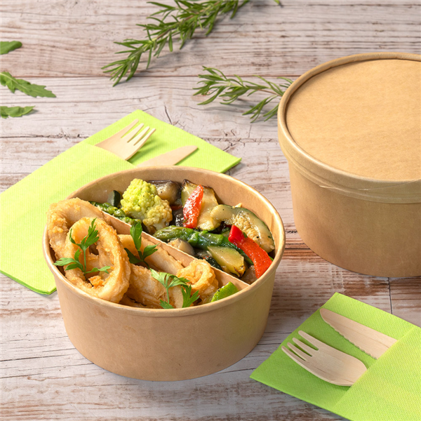 Garcia De Pou ENSALADERAS 750 ML - 25 Oz 300 + 18 PE G/M2 Ø 15/12 8x6 CM NATURAL KRAFT (300 UNID.)