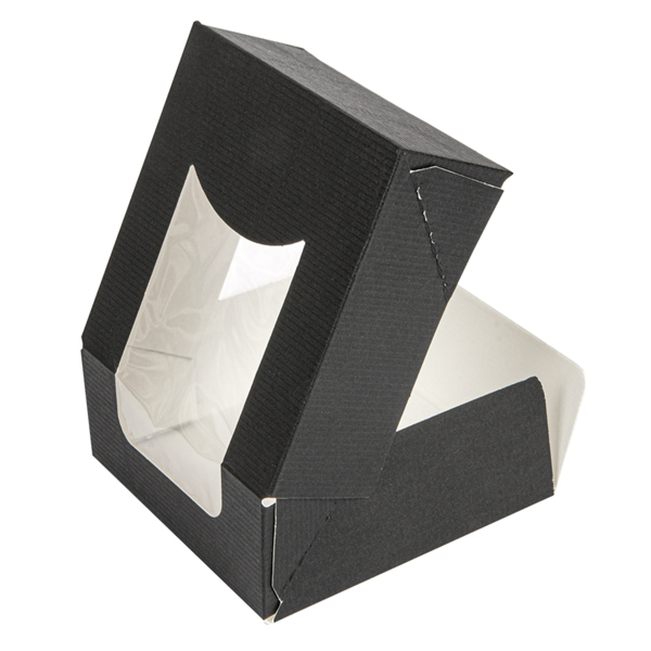 Garcia De Pou ENVASES SUSHI +VENTANA 'THEPACK' 230 G/M2 + OPP 10x10x4 CM NEGRO CARTÓN ONDULADO NANO-MICRO (400 UNID.)