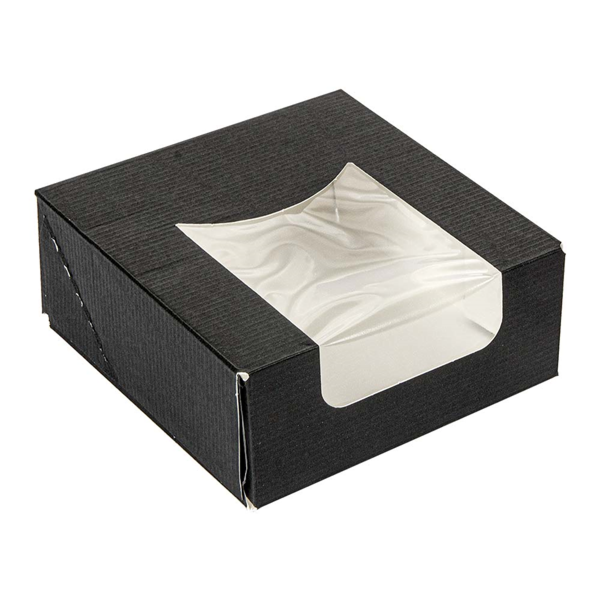Garcia de pou ENVASES SUSHI +VENTANA 'THEPACK' 230 G/M2 + OPP 10x10x4 CM NEGRO CARTÓN ONDULADO NANO-MICRO (400 UNID.)