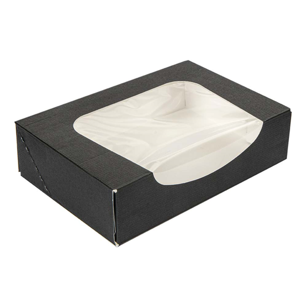 Garcia de pou ENVASES SUSHI+VENTANA 'THEPACK' 230 G/M2 + OPP 17 5x12x4 5 CM NEGRO CARTÓN ONDULADO NANO-MICRO (400 UNID.)