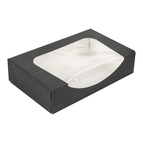Garcia de pou ENVASES SUSHI+VENTANA 'THEPACK' 230 G/M2 + OPP 19 7x12x4 5 CM NEGRO CARTÓN ONDULADO NANO-MICRO (400 UNID.)