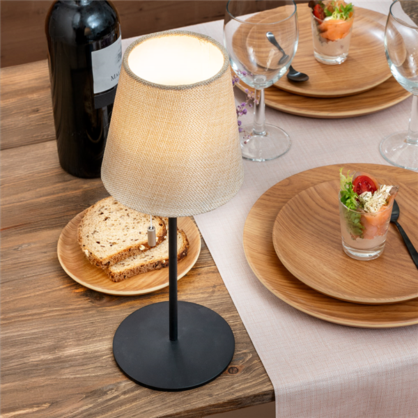 Garcia De Pou LÁMPARA LED INALÁMBRICA 3 NIVELES 4000 MAH Ø 12 5x33 CM NEGRO/NATURAL METAL (1 UNID.)