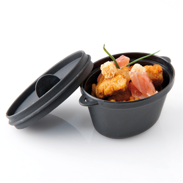 Garcia de pou MINI CACEROLAS MICROONDABLES+TAPAS 65 ML 9 1x5 8x4 5 CM NEGRO PP (216 UNID.)