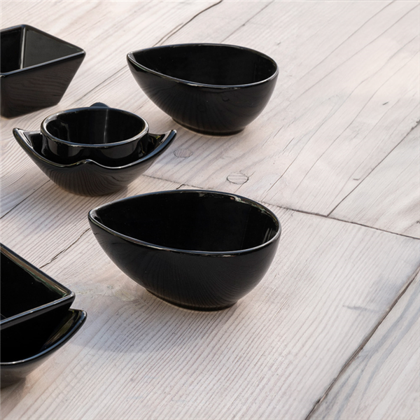Garcia De Pou MINI RECIPIENTES "LÁGRIMA" 'AKALA' Ø 10x7 2x4 1 CM NEGRO PORCELANA (12 UNID.)