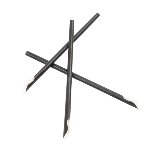 Garcia De Pou PAJITAS CON CUCHARA 'PAPER' Ø 0 8x21 CM NEGRO PAPEL (1000 UNID.)