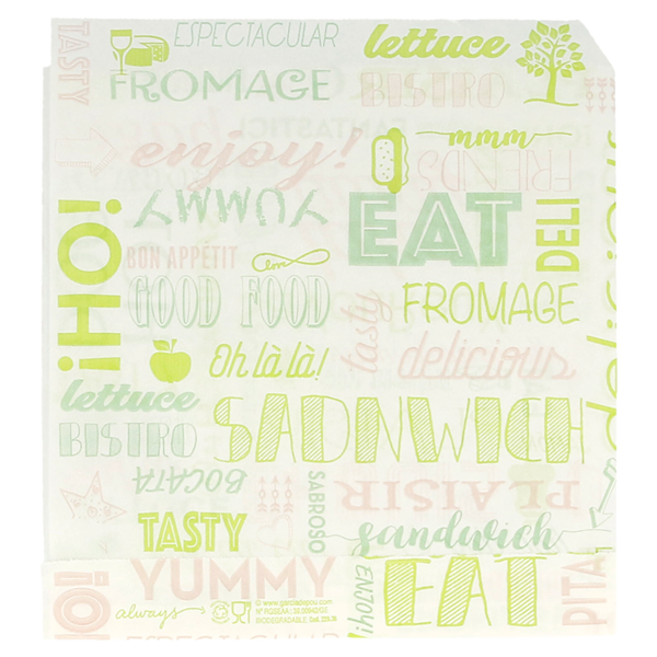 Garcia De Pou PAPEL ANTIGRASAS ABIERTO 2 LADOS FAST FOOD 'PAROLE' 35 G/M2 16x16 5 CM BLANCO PERG. ANTIGRASAS (500 UNID.)