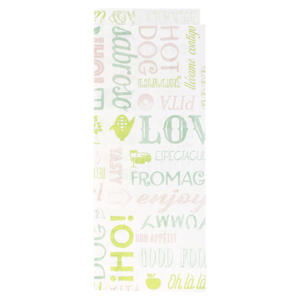 Garcia De Pou PAPEL ANTIGRASAS ABIERTO 2 LADOS - HOT DOG 'PAROLE' 35 G/M2 9+3x22 CM BLANCO PERG. ANTIGRASAS (500 UNID.)