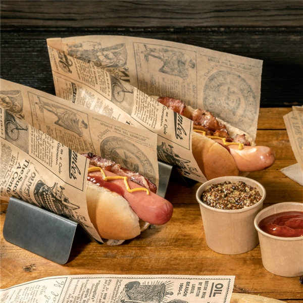 Garcia De Pou PAPEL ANTIGRASAS ABIERTO 2 LADOS - HOT DOG 'TIMES' 34 G/M2 9+3x22 CM NATURAL PERG. ANTIGRASAS (500 UNID.)