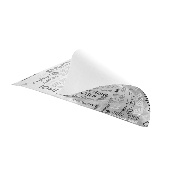 Garcia De Pou PAPEL ANTIGRASAS FAST FOOD 'PAROLE' 35+20 G/M2 28x34 CM PLATEADO PERGAMINO + ALUMINIO (1000 UNID.)