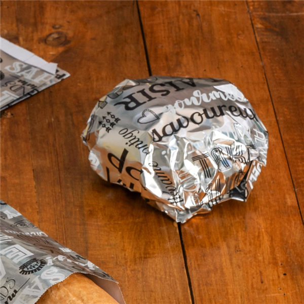 Garcia De Pou PAPEL ANTIGRASAS FAST FOOD 'PAROLE' 35+20 G/M2 28x34 CM PLATEADO PERGAMINO + ALUMINIO (1000 UNID.)