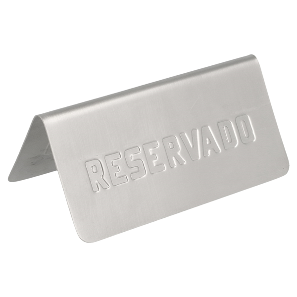 Garcia De Pou PLACA PARA MESA "RESERVADO" 12x5 4x5 9 CM PLATEADO INOX (1 UNID.)