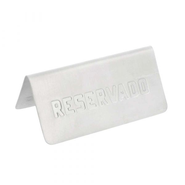 Garcia de pou PLACA PARA MESA "RESERVADO" 12x5 4x5 9 CM PLATEADO INOX (1 UNID.)