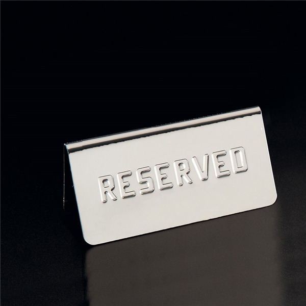 Garcia de pou PLACA PARA MESA "RESERVED" 12x5 4x5 9 CM PLATEADO INOX (1 UNID.)