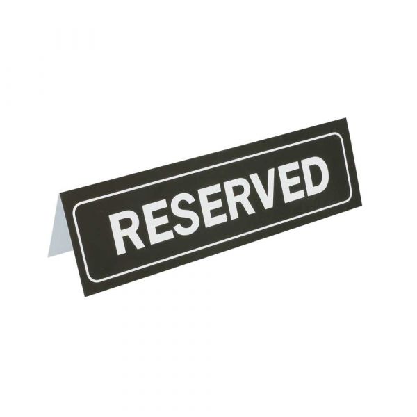 Garcia de pou PLACA PARA MESA "RESERVED" 18x5 5 CM NEGRO PVC (1 UNID.)