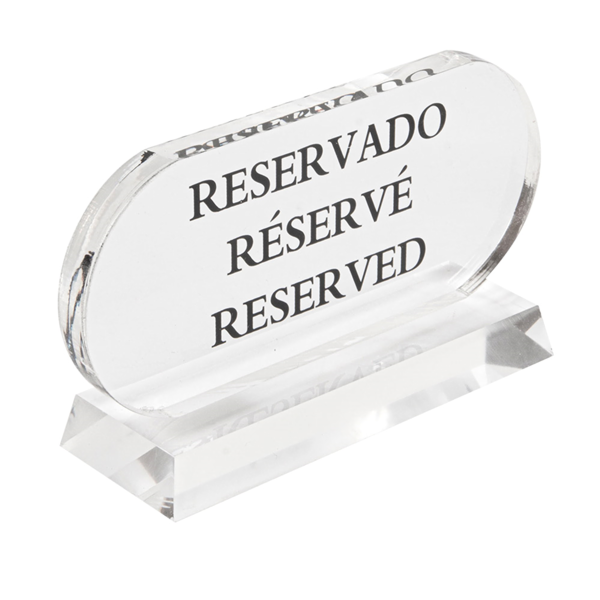 Garcia de pou PLACA "RESERVADO-RÉSERVÉ-RESERVED" 13 5x7 5 CM TRANSPARENTE ACRÍLICO (2 UNID.)
