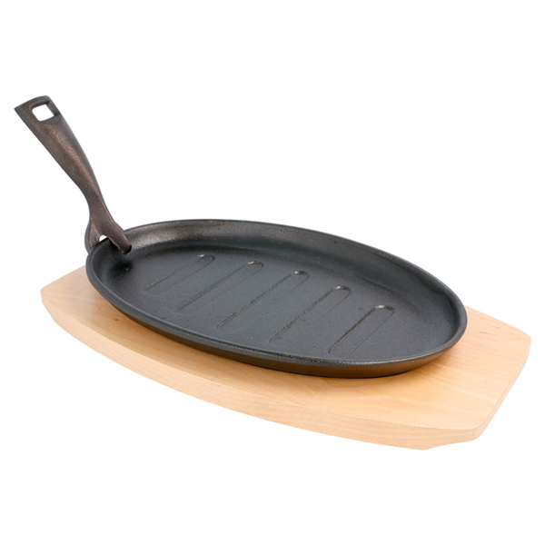 Garcia De Pou PLATO CAMPESTRE OVAL + BASE DE MADERA 27x18x2 CM NEGRO HIERRO (8 UNID.)