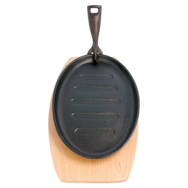 Garcia De Pou PLATO CAMPESTRE OVAL + BASE DE MADERA 27x18x2 CM NEGRO HIERRO (8 UNID.)