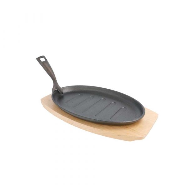 Garcia de pou PLATO CAMPESTRE OVAL + BASE DE MADERA 27x18x2 CM NEGRO HIERRO (8 UNID.)