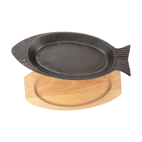 Garcia De Pou PLATO PESCADO + BASE DE MADERA 32x13 CM NEGRO HIERRO (8 UNID.)