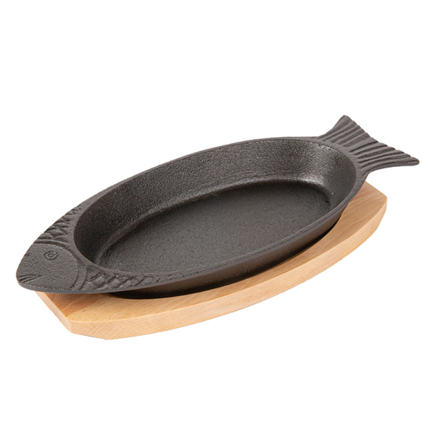 Garcia de pou PLATO PESCADO + BASE DE MADERA 32x13 CM NEGRO HIERRO (8 UNID.)