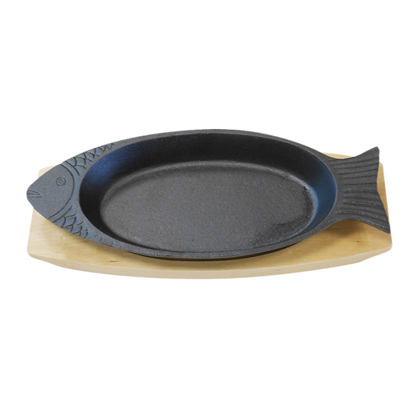 Garcia de pou PLATO PESCADO + BASE DE MADERA 48x19 5 CM NEGRO HIERRO (6 UNID.)