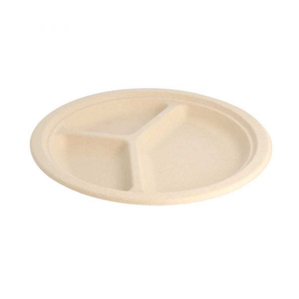 Garcia de pou PLATOS 3 COMPART. 'BIONIC' Ø 26x2 6 CM NATURAL BAGAZO (800 UNID.)
