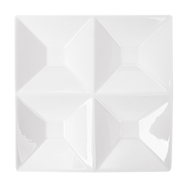Garcia De Pou PLATOS CUADRADOS 4 COMPARTIMENTOS 24x24 CM BLANCO PORCELANA (12 UNID.)