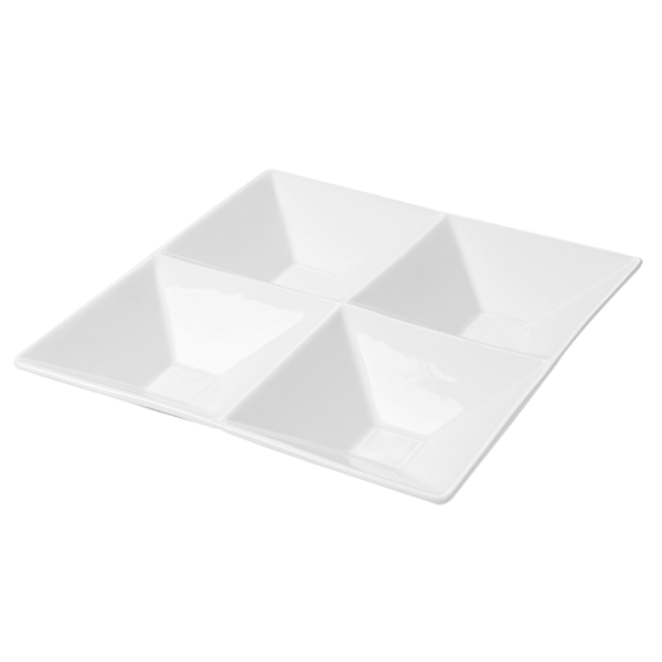 Garcia de pou PLATOS CUADRADOS 4 COMPARTIMENTOS 24x24 CM BLANCO PORCELANA (12 UNID.)