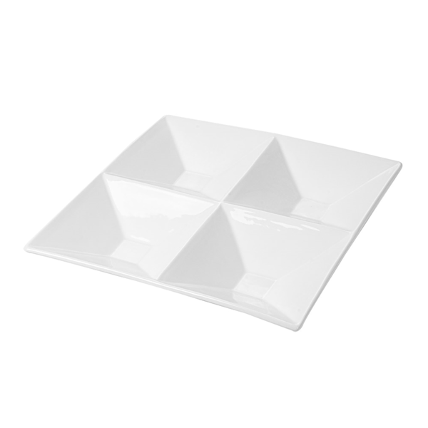 Garcia de pou PLATOS CUADRADOS 4 COMPARTIMENTOS 29x29 CM BLANCO PORCELANA (6 UNID.)
