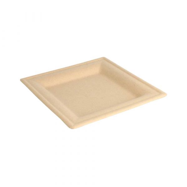 Garcia de pou PLATOS CUADRADOS 'BIONIC' 16x16x1 CM NATURAL BAGAZO (1000 UNID.)